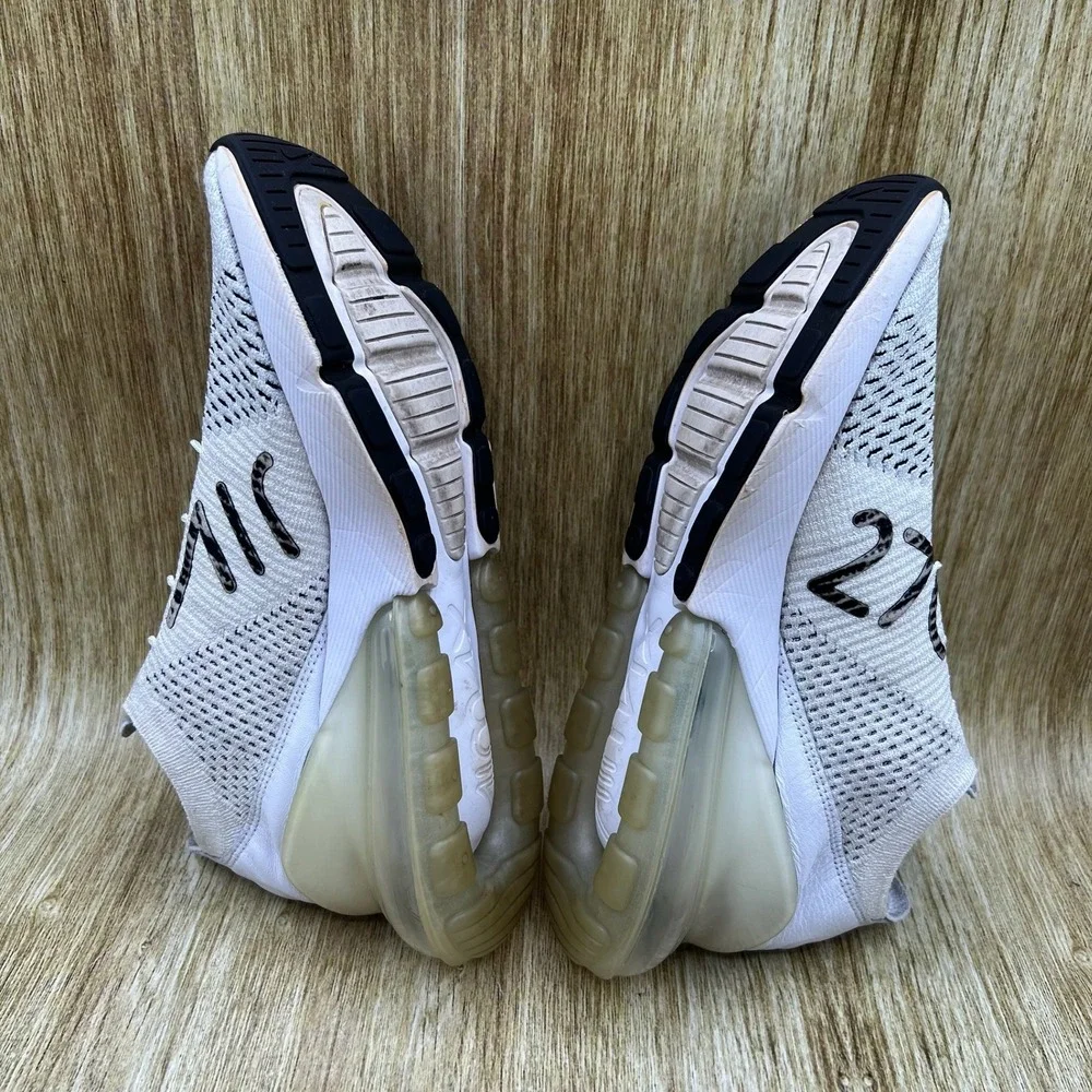 Nike Air Max‎ 270 Flyknit Sneakers Women's Size 8 White Black Slip On AH6803-100